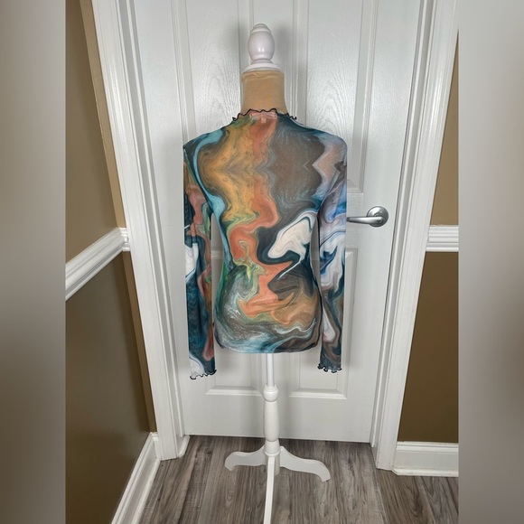 GILDED INTENT‎ | Sheer Marble Mesh Top | Size Medium - Picture 12 of 16